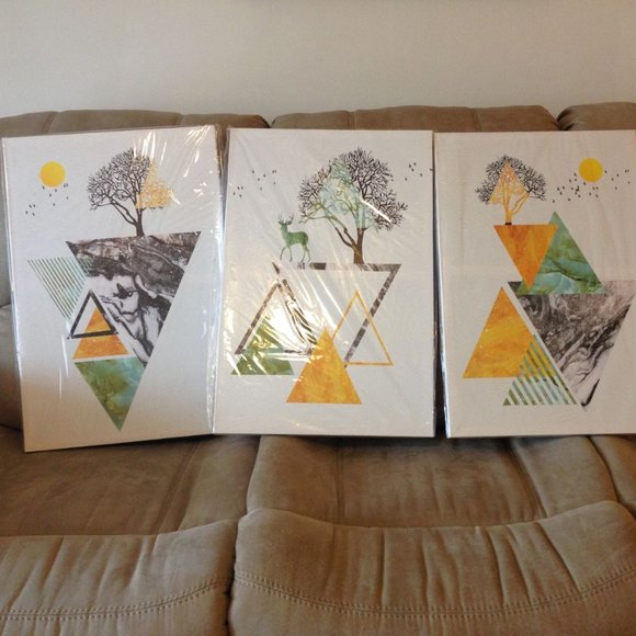 Abstract prints on canvas, set of 3 - Picture 1 of 9